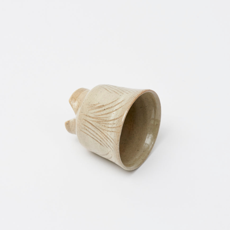 Buncheong cup with grass leaf pattern