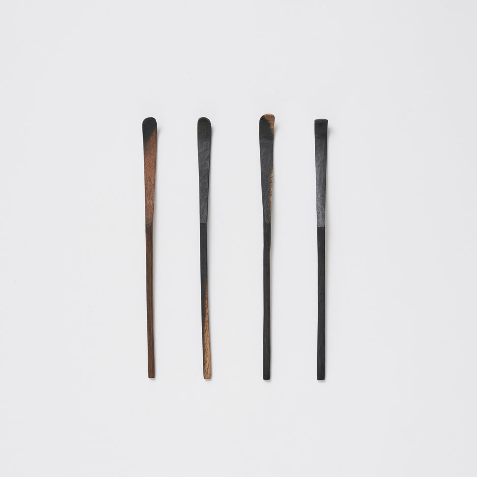 Dark persimmon wood matcha tea scoop 