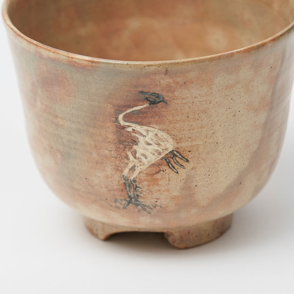 Crane tea bowl